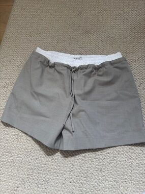 Aritzia Taupe High-Waist Drawstring Relaxed Shorts